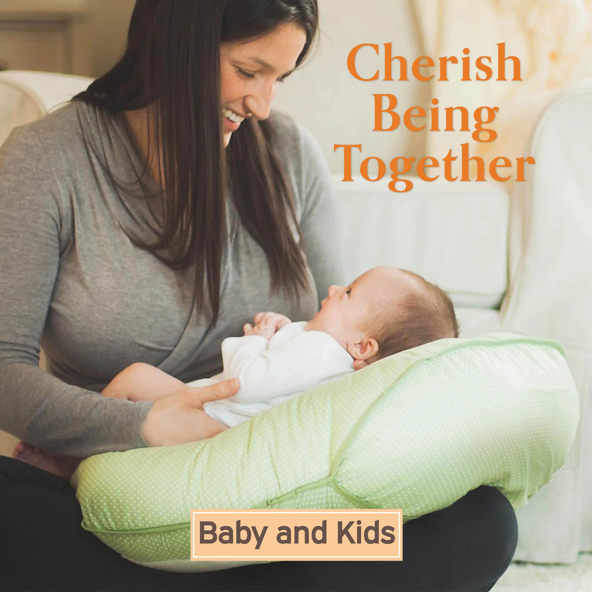 Cherish Being Together Baby and Kids with Cuddle-U in Green Pin Dot