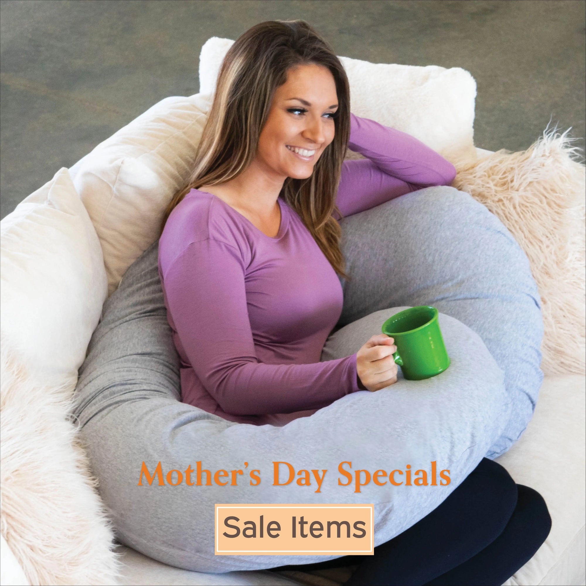 Spring Specials Sale Items with Lounge Town Body Pillow in Heather Gray