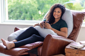 Canoodle Lounging on Lap Lifestyle in Peaceful Gray