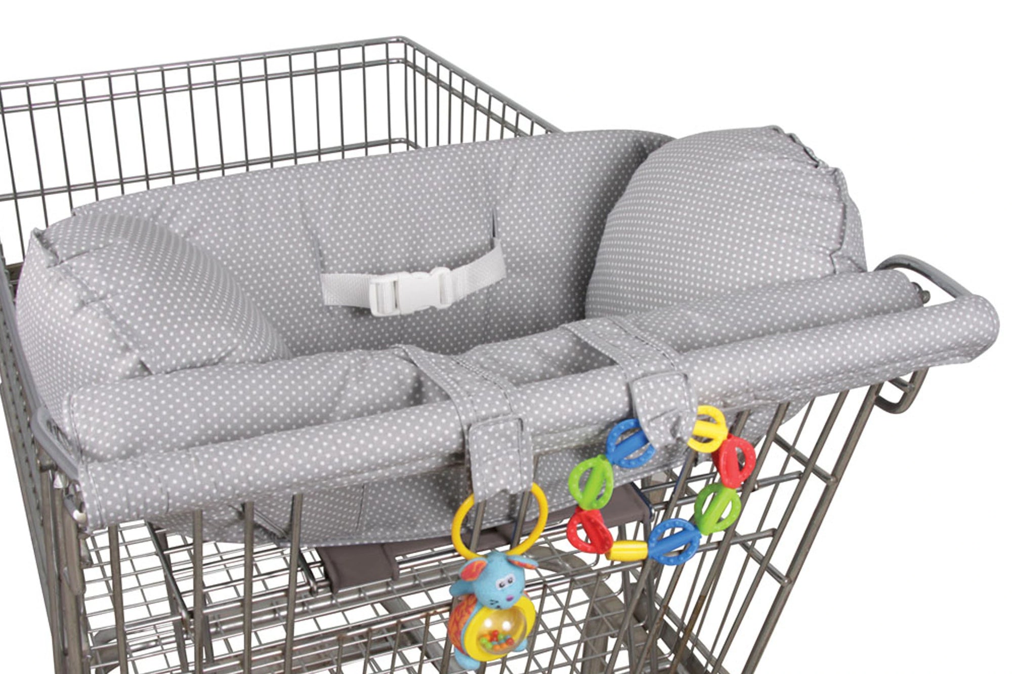 Prop R Shopper with child in cart in Gray Pin Dot