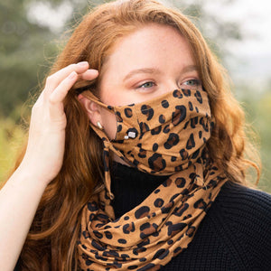 Shadow Sling Neck Scarf with Face Mask in Leopard
