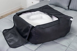 Travel and Storage Bag for Leachco Body Pillow in Nylon Black with Snoogle Swirled Pillow