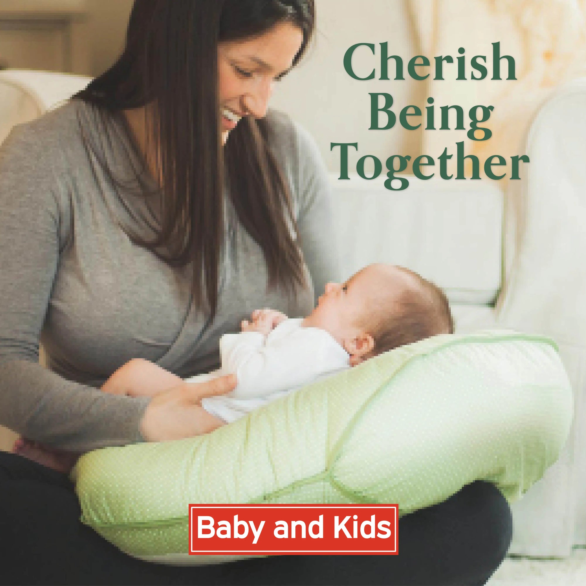 Cherish Being Together Baby and Kids with Cuddle-U in Green Pin Dot