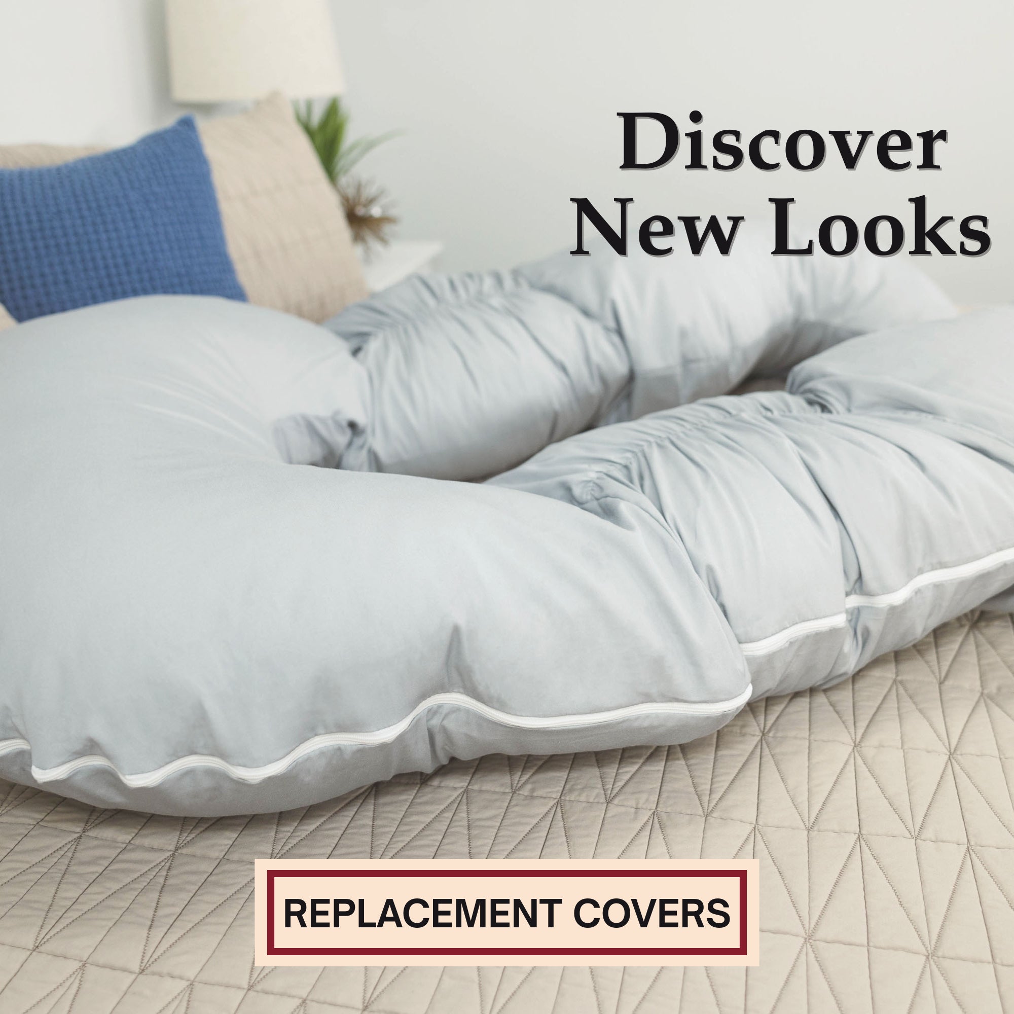 Discover New Looks, Replacement Covers with a  Back N Belly Bunchie in Supreme Peaceful Gray