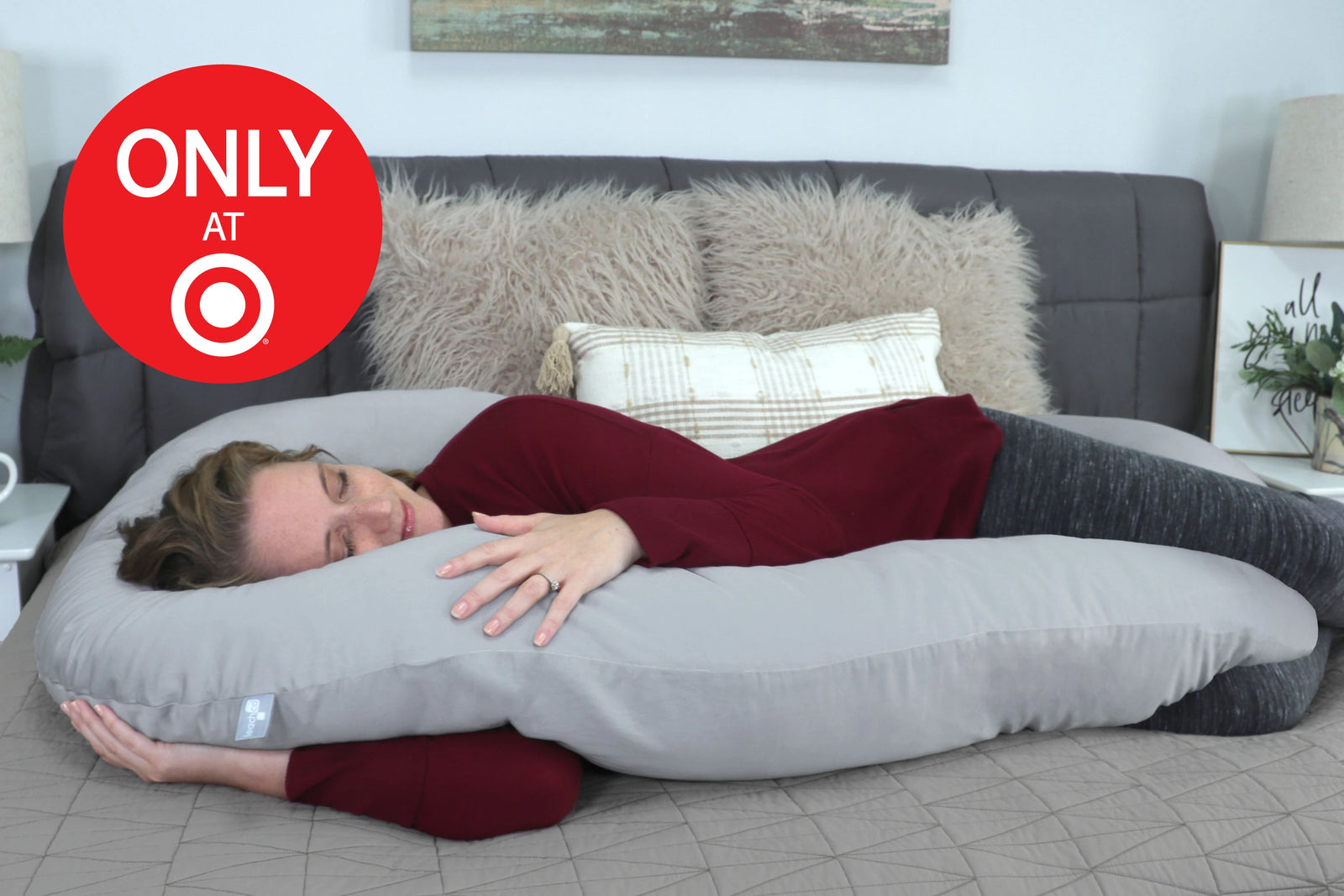 Snoogle Signature Tummy Support in Peaceful Gray