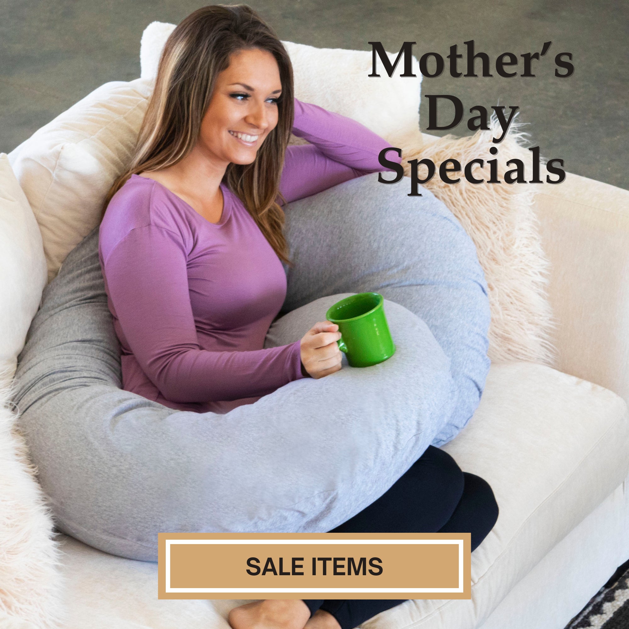 Mother's Day Specials, Sale Items with a Lounge Town Body Pillow in Heather Gray
