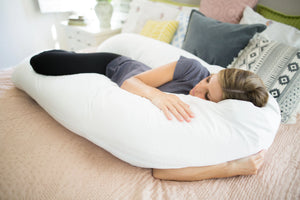 Back N Belly Bliss Sleeping Closeup Lifestyle in Soothing White