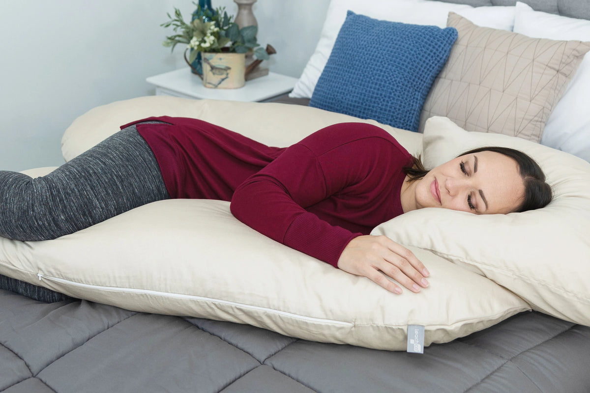 Back N Belly On My Own Petite Body Pillow Sleeping Forward in Lightly Latte