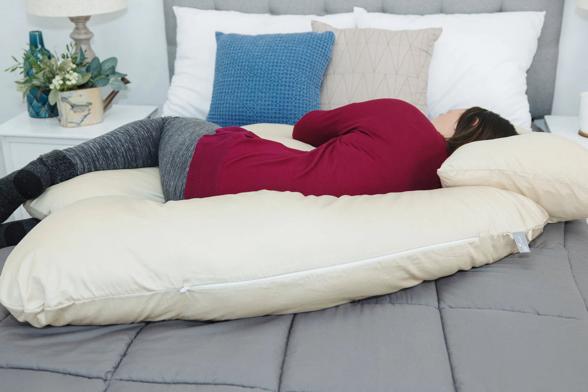 Back N Belly On My Own Petite Body Pillow Sleeping Back in Lightly Latte