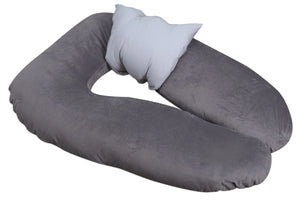 Back to Back Pillow Placement in Peaceful Gray and Gray Plush