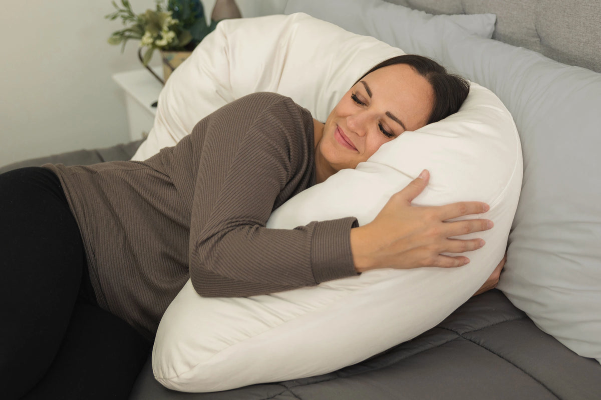 Boomerest Supreme Body Pillow Side To Side in Ivory