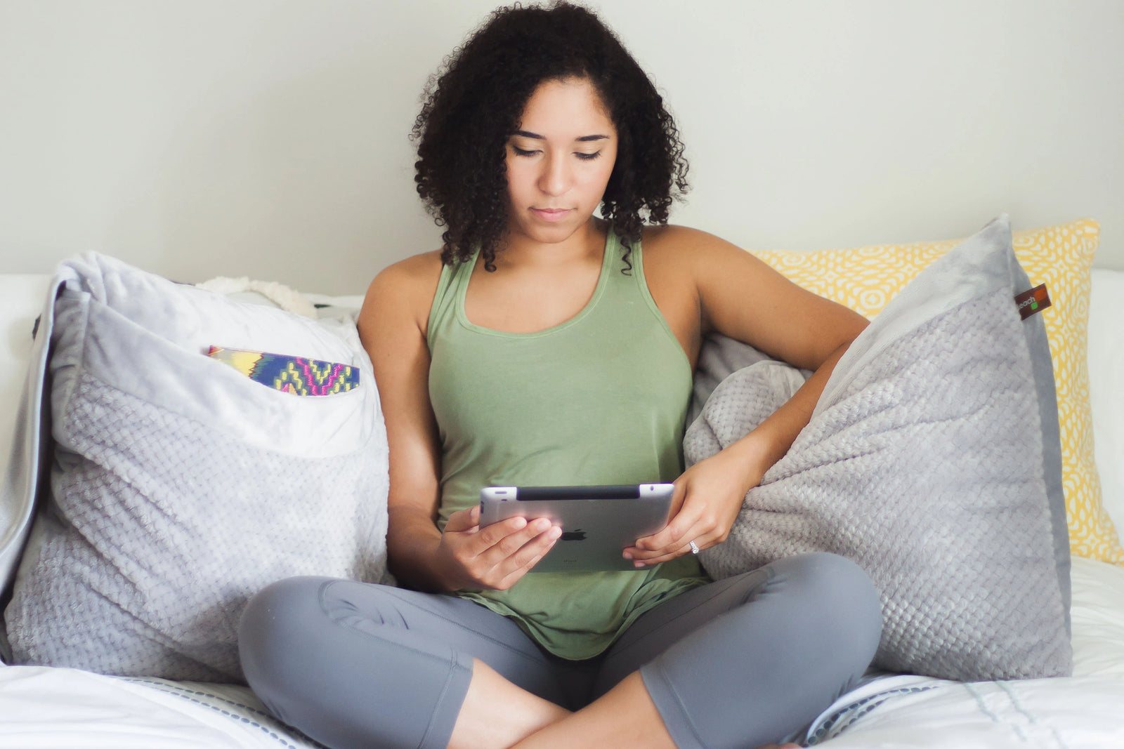 Sloucher Luxe Pillow Main Pose in Gray Plush