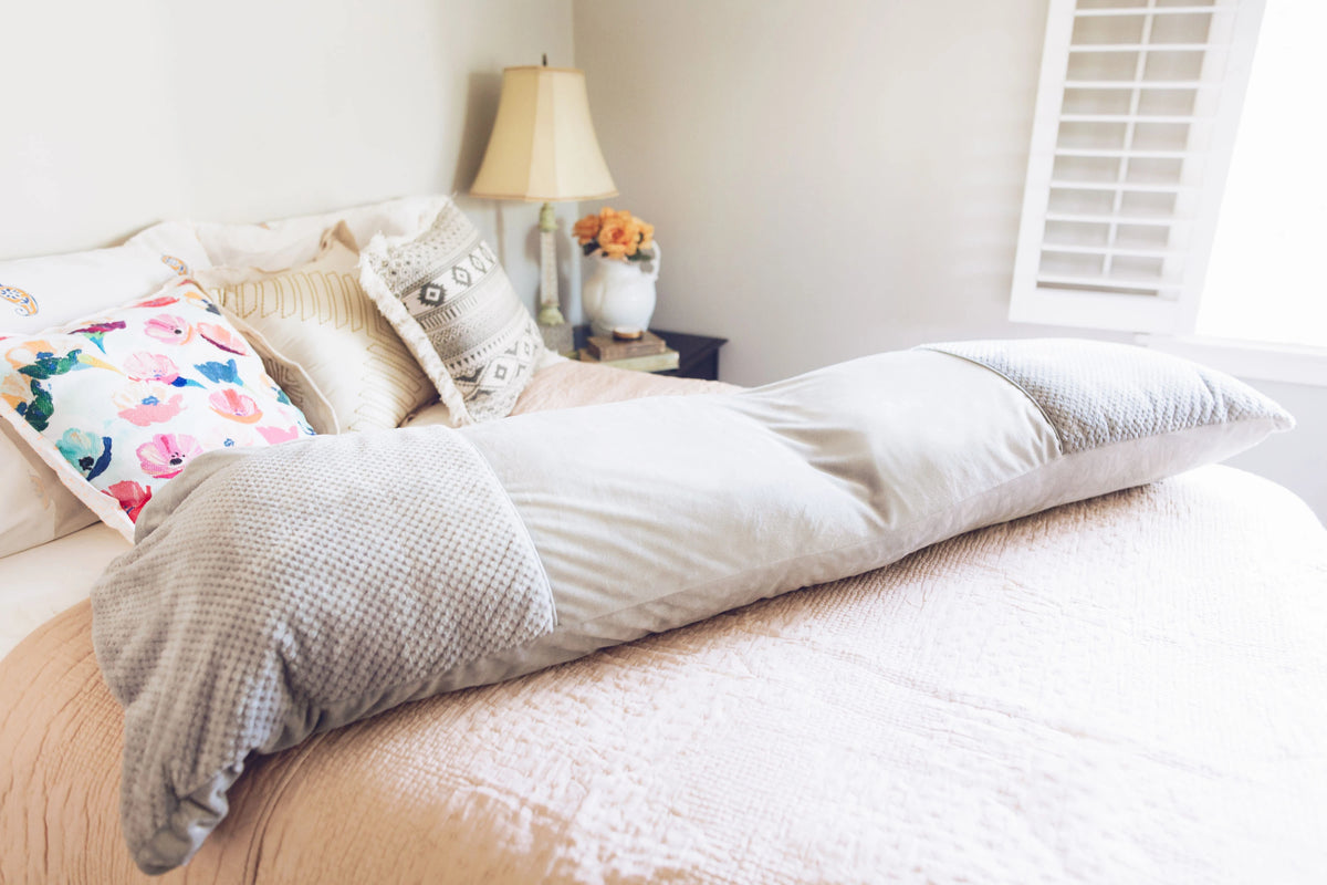 Sloucher Luxe Pillow Product Only in Gray Plush