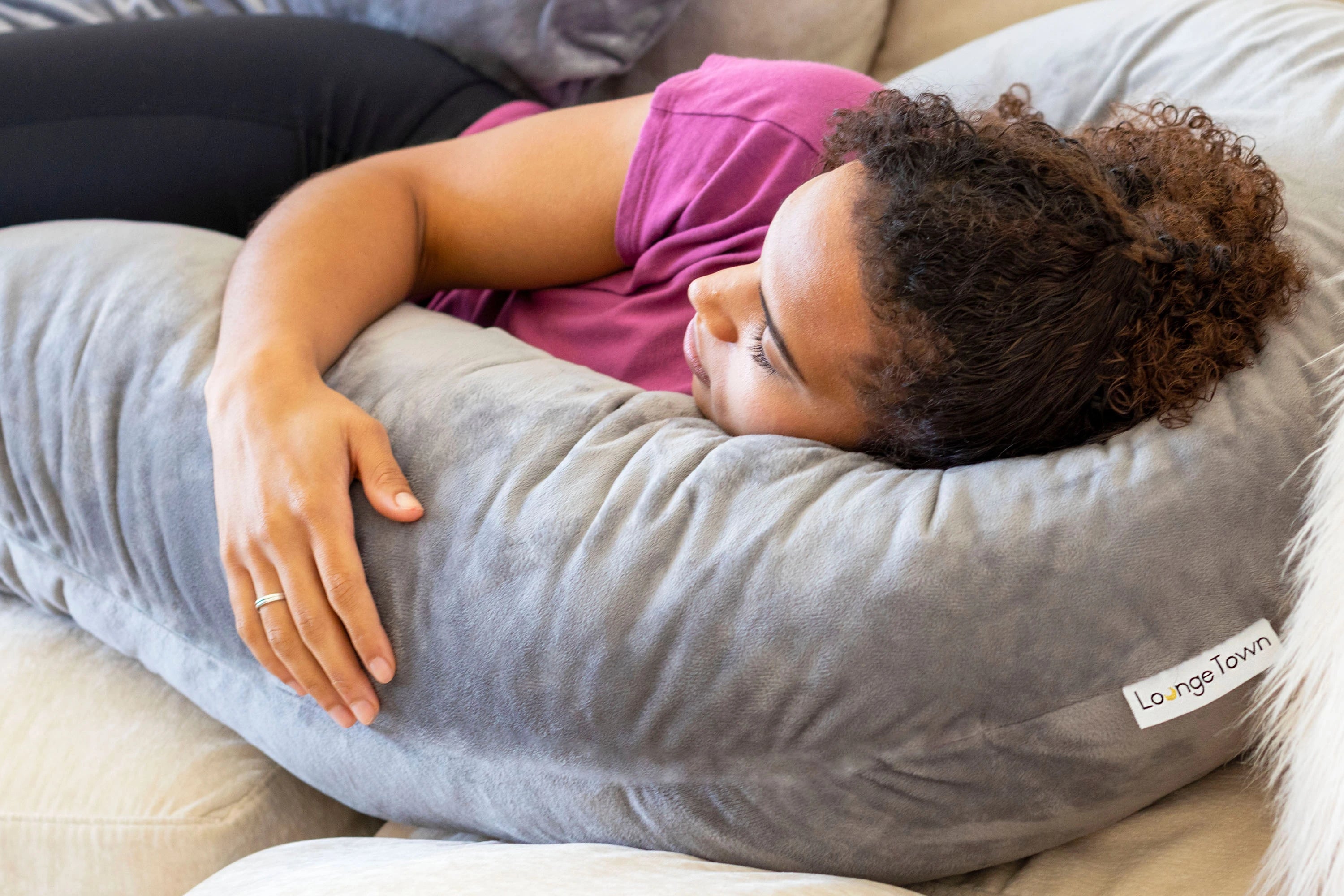 Gray top body pillow