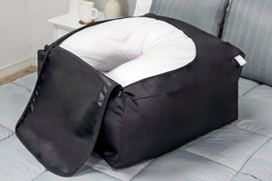 Travel and Storage Bag for Leachco Body Pillow in Nylon Black With Back N Belly Folded Pillow